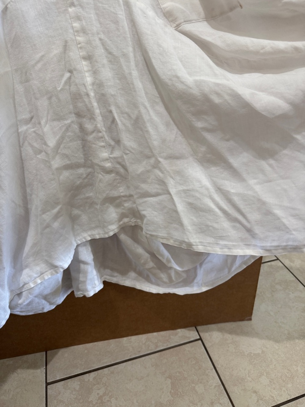 Luna Luz White Linen Francesca Midi Pull on Hi Low Asymmetric Skirt Sz Large - Picture 5 of 8